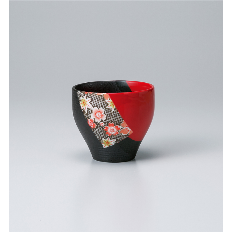 古林陶器 フリーカップ(ロック) 赤黒ヌリ分けカフェカップ 1029130647 1個（ご注文単位1個）【直送品】