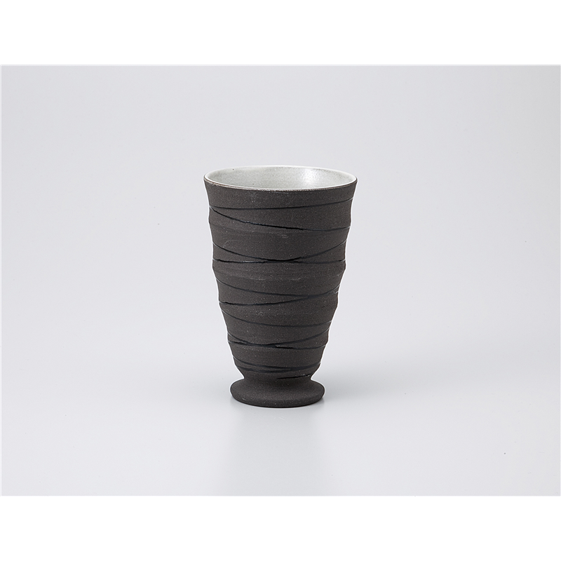 古林陶器 フリーカップ(ビール) 黒土 黒イッチン ワインカップ 1128830156 1個（ご注文単位1個）【直送品】