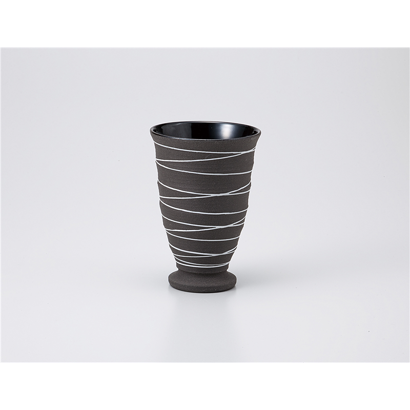古林陶器 フリーカップ(ビール) 黒土 白イッチン ワインカップ 1128830256 1個（ご注文単位1個）【直送品】