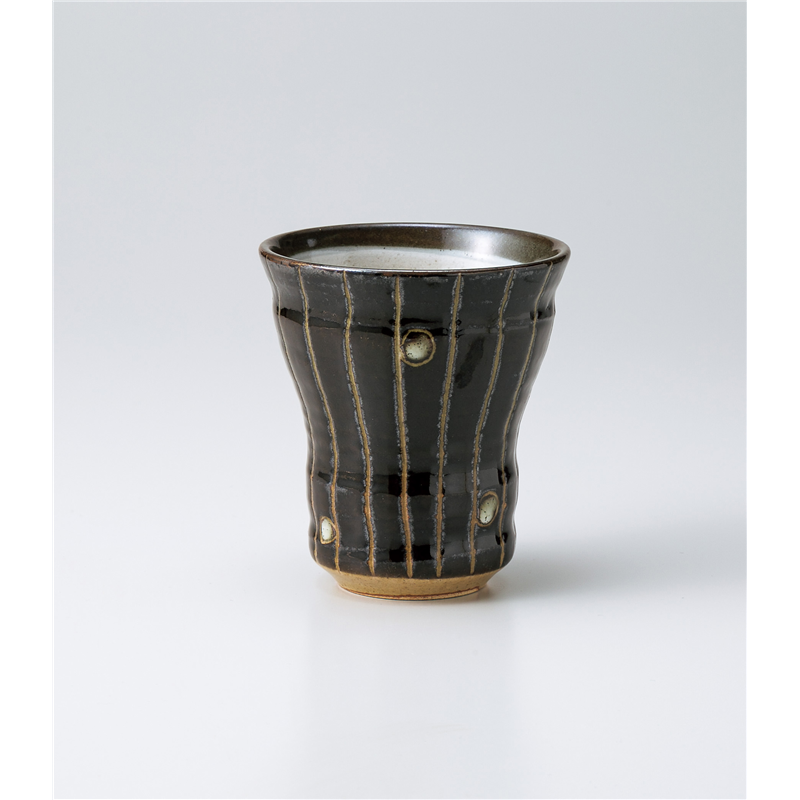 古林陶器 フリーカップ(ビール) 黒十草波カップ 1228230257 1個（ご注文単位1個）【直送品】