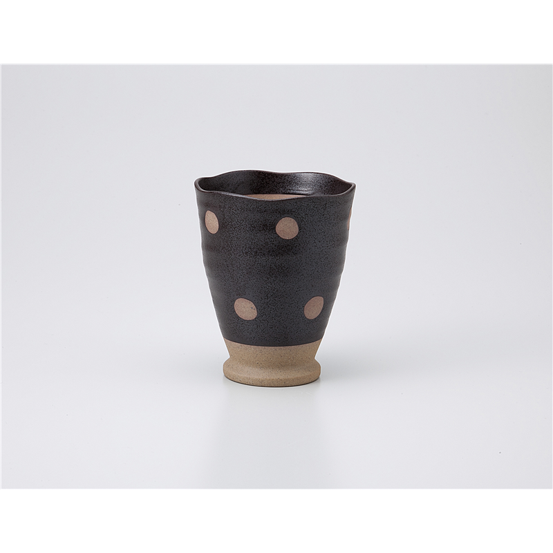 古林陶器 フリーカップ(ビール) 黒釉ドットゴブレット 1128830357 1個（ご注文単位1個）【直送品】