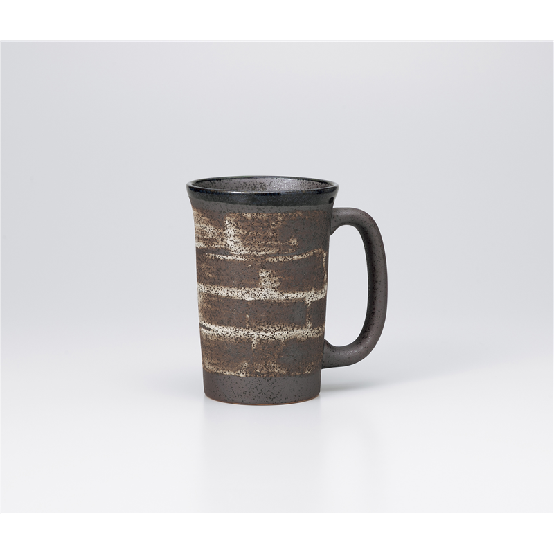 古林陶器 ビールジョッキ・フリーカップ 黒ハケメジョッキ 1325930147 1個（ご注文単位1個）【直送品】