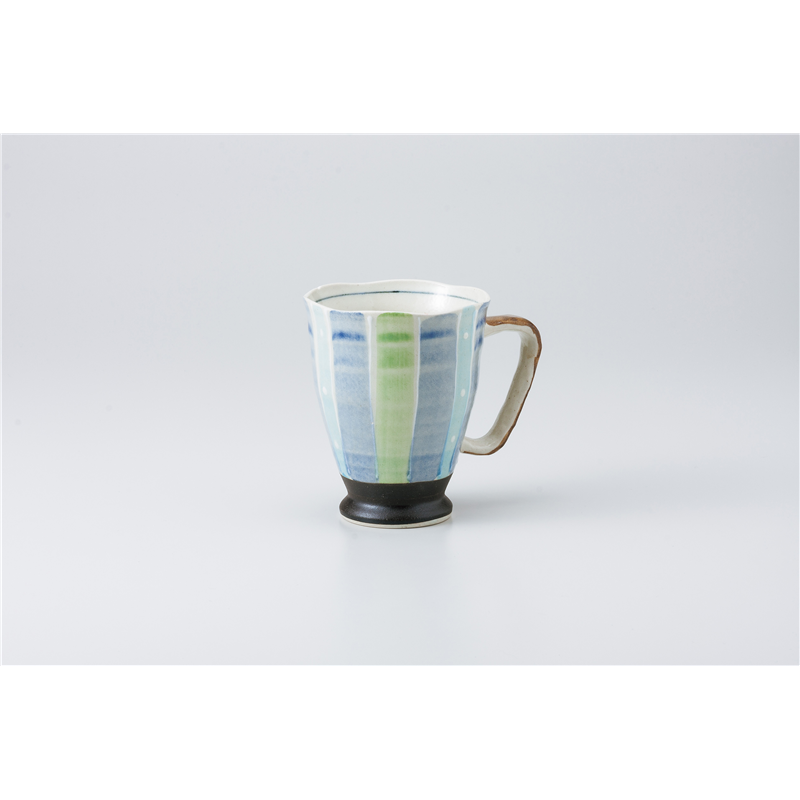 古林陶器 ビールジョッキ・フリーカップ 軽々柚子水玉トクサジョッキー青 929150557 1個（ご注文単位1個）【直送品】