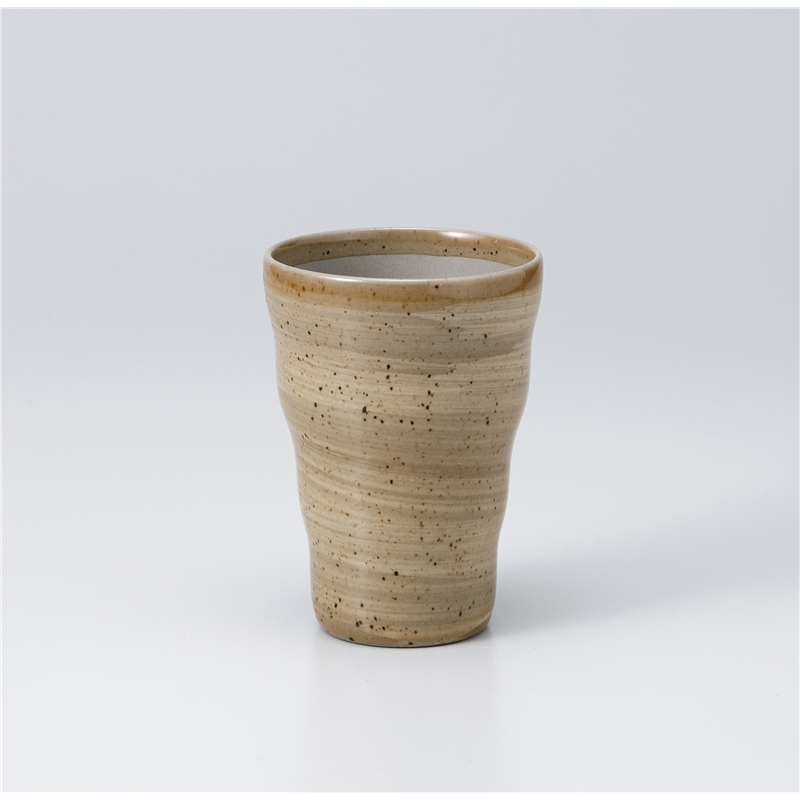 古林陶器 ビールジョッキ・フリーカップ ねじりタンブラー 黄瀬戸オフケ 1129150256 1個（ご注文単位1個）【直送品】