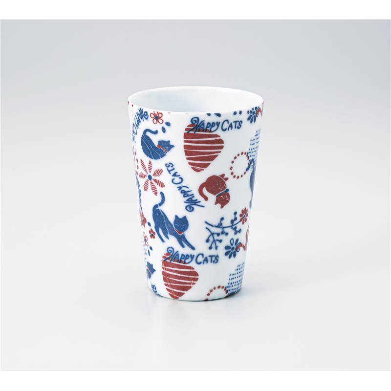 古林陶器 フリーカップ 軽量薄造りトールカップ HAPPY CATS 1326010176 1個（ご注文単位1個）【直送品】