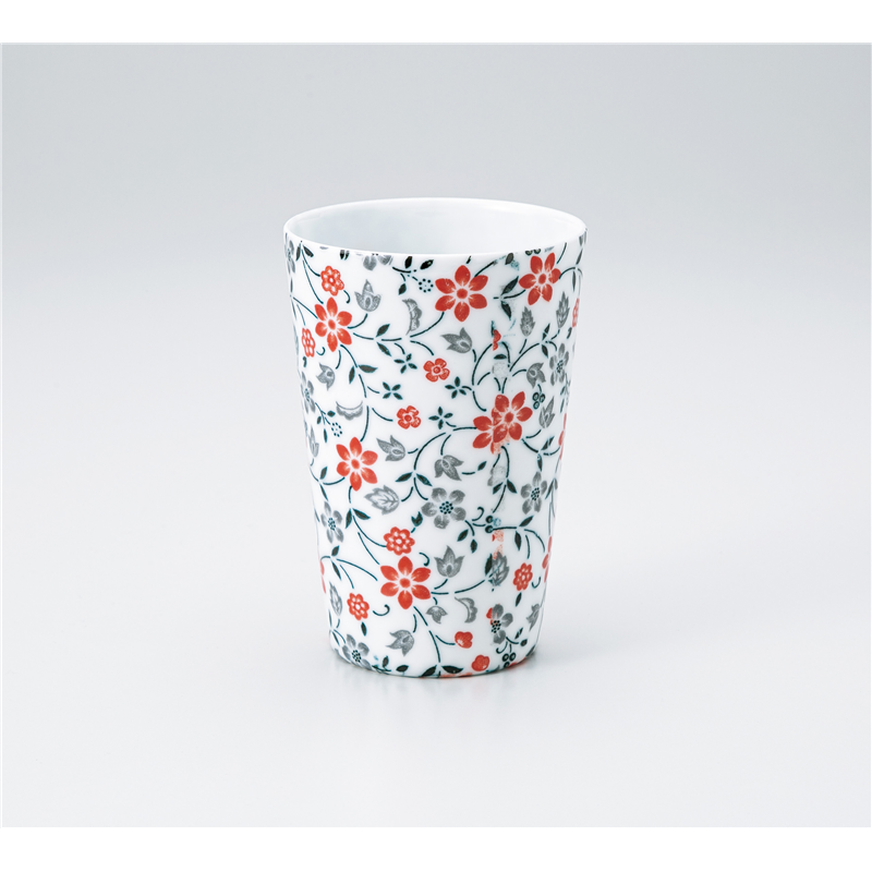 古林陶器 フリーカップ 軽量薄造りトールカップ花柄 赤 1326010376 1個（ご注文単位1個）【直送品】