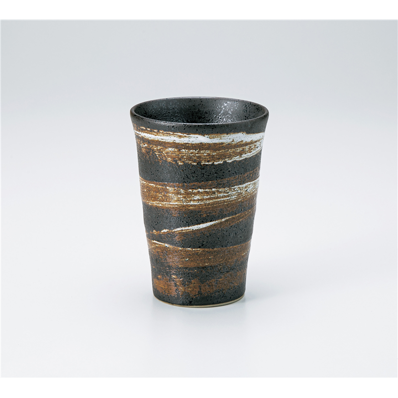 古林陶器 フリーカップ 黒吹き白刷毛目フリーカップ 1326030125 1個（ご注文単位1個）【直送品】