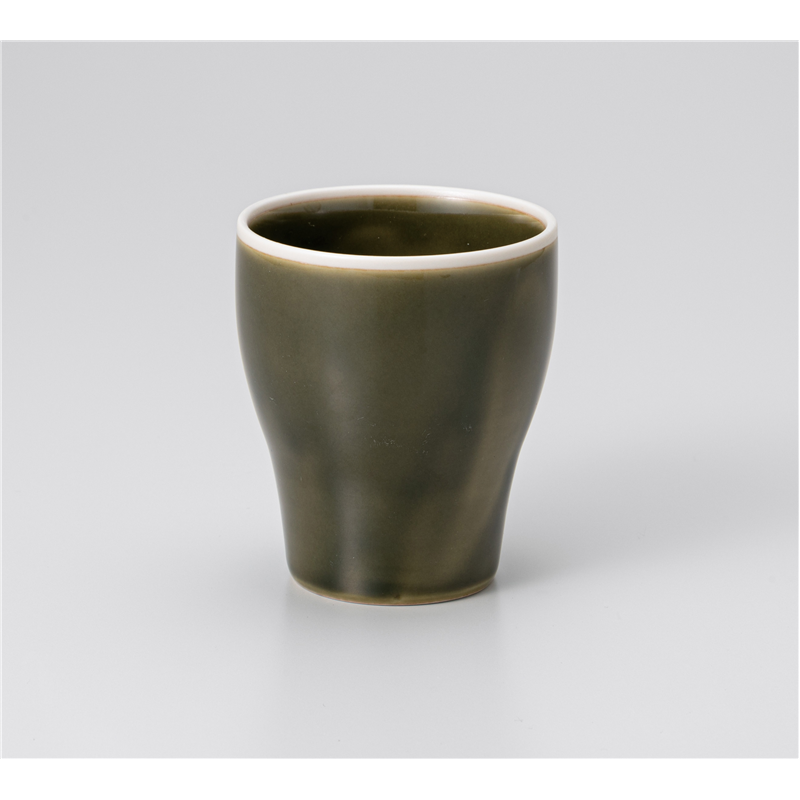 古林陶器 フリーカップ 渕透明釉流オリーブカップ 1228530325 1個（ご注文単位1個）【直送品】