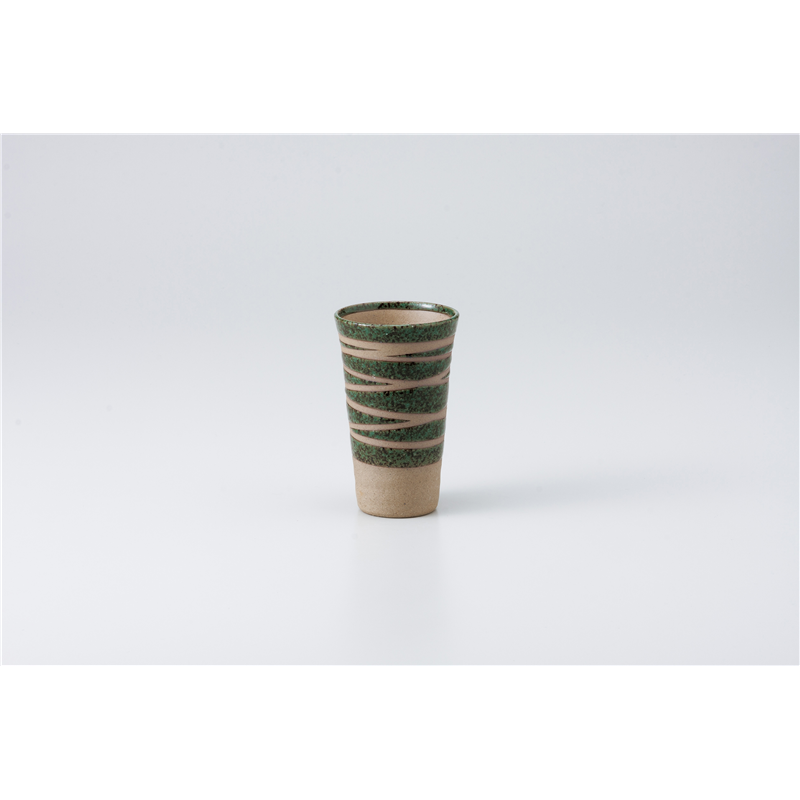 古林陶器 フリーカップ さざなみ緑一口ビール 929340601 1個（ご注文単位1個）【直送品】