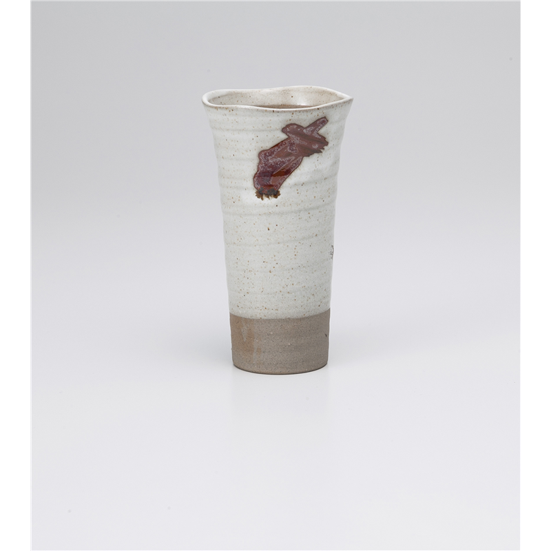 古林陶器 フリーカップ ノッポビール 粉引朱雀ハケ 1029550556 1個（ご注文単位1個）【直送品】