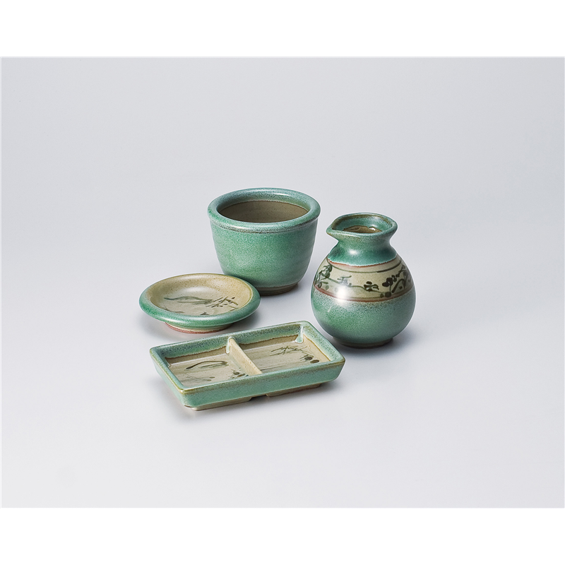 古林陶器 そば用品 青益子中山水二ッ切皿 628730133 1個（ご注文単位1個）【直送品】