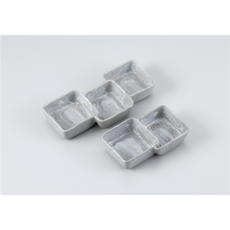 古林陶器 そば用品・薬味皿 粉引青釉角三品盛 1030440160 1個（ご注文単位1個）【直送品】