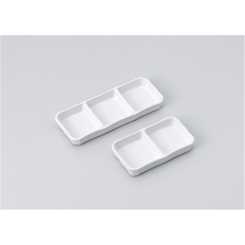 古林陶器 そば用品・薬味皿 白磁3品皿(中) 1129830370 1個（ご注文単位1個）【直送品】