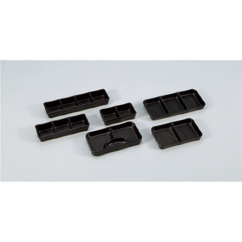 古林陶器 そば用品・薬味皿 瀬戸黒3品皿(大) 629051070 1個（ご注文単位1個）【直送品】