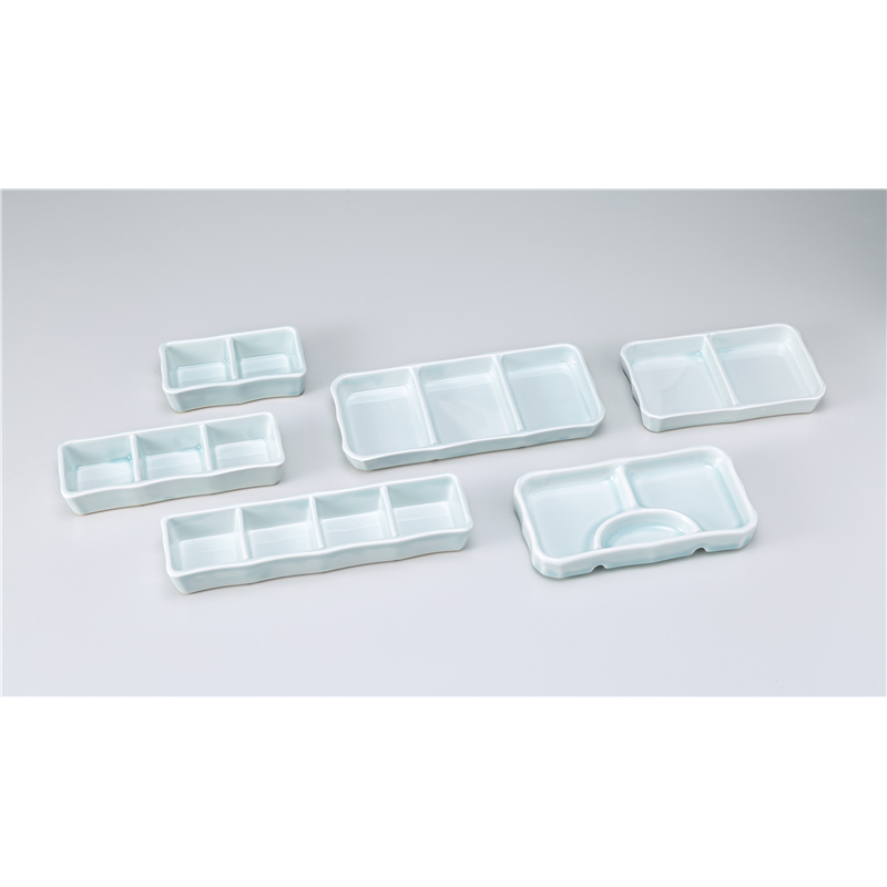 古林陶器 そば用品・薬味皿 青白磁4品皿 1229340170 1個（ご注文単位1個）【直送品】