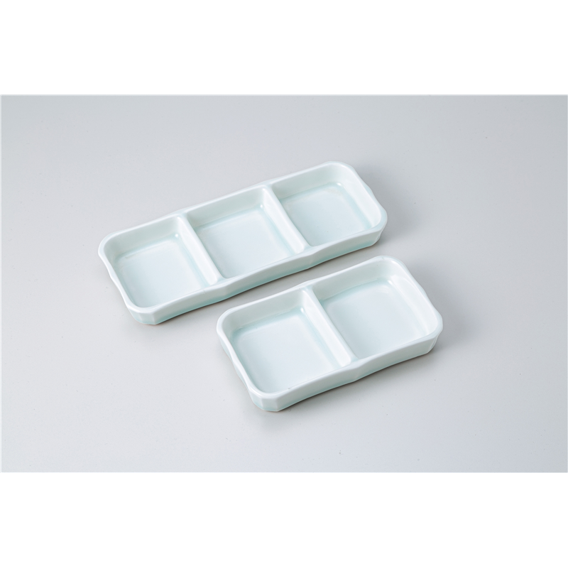 古林陶器 そば用品・薬味皿 青白磁3品皿(中) 1229410570 1個（ご注文単位1個）【直送品】