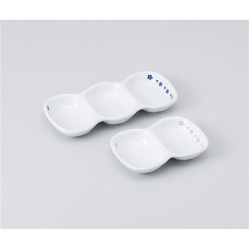 古林陶器 そば用品・薬味皿 小町ブルー三品盛 1030610174 1個（ご注文単位1個）【直送品】