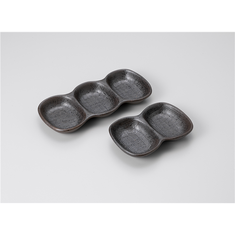 古林陶器 そば用品・薬味皿 黒伊賀3品盛 1229510470 1個（ご注文単位1個）【直送品】