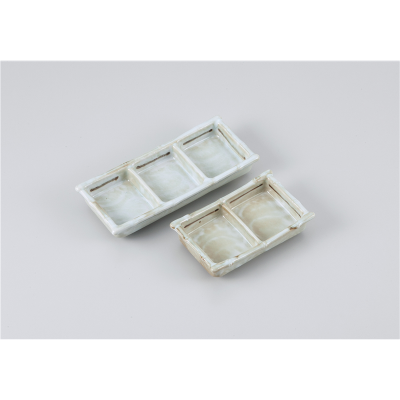 古林陶器 そば用品・薬味皿 白タタキ3品盛 1030430570 1個（ご注文単位1個）【直送品】