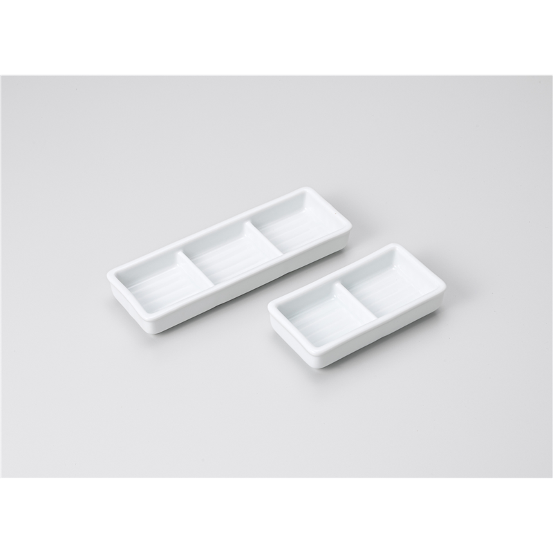 古林陶器 そば用品・薬味皿 切立角三品皿白 1229530579 1個（ご注文単位1個）【直送品】