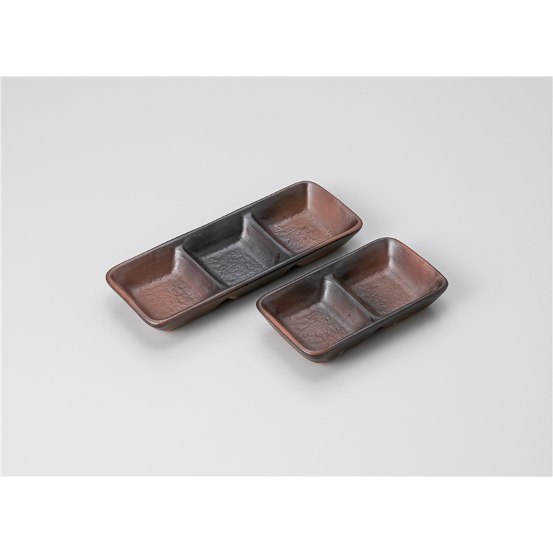 古林陶器 そば用品・薬味皿 黒彩3品盛(小) 1229620570 1個（ご注文単位1個）【直送品】