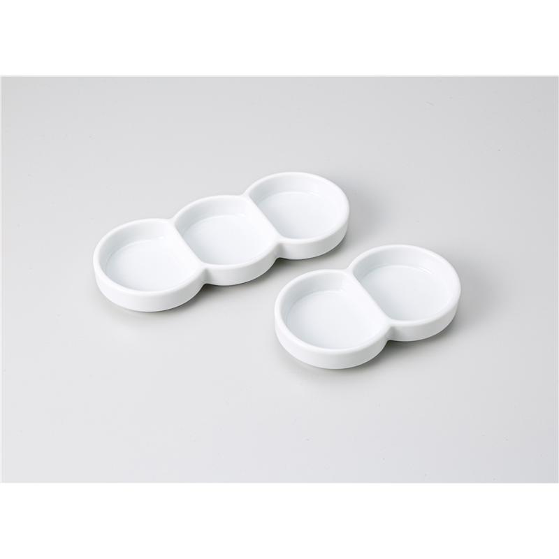古林陶器 そば用品・薬味皿 丸切立白三品皿 1229940179 1個（ご注文単位1個）【直送品】