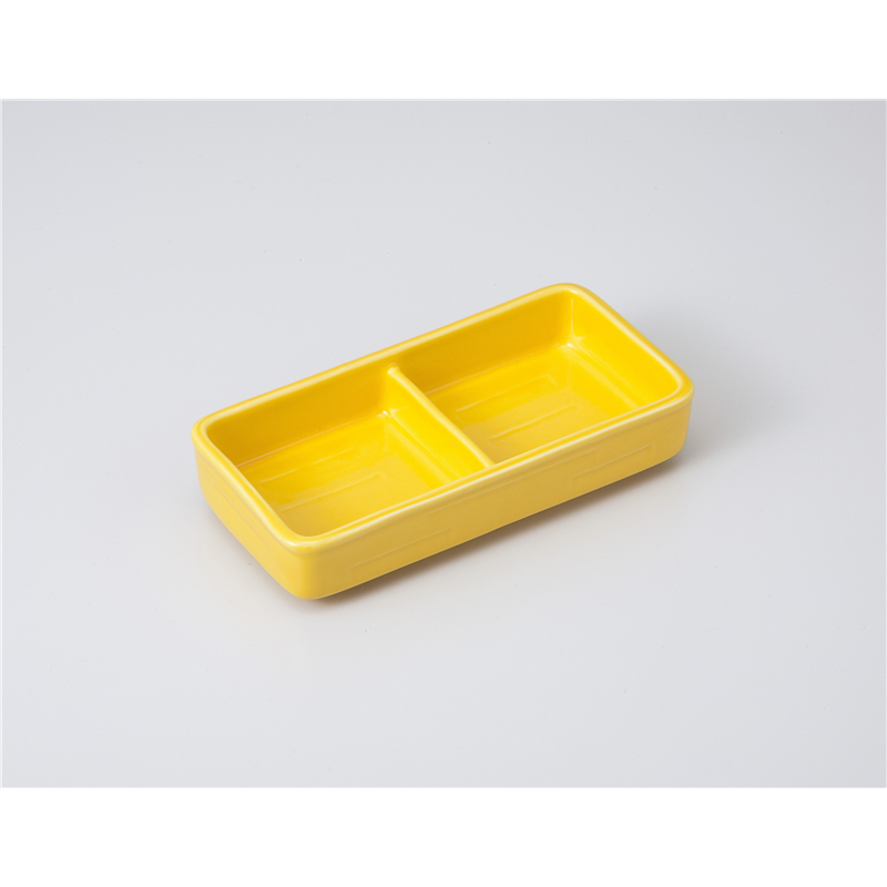 古林陶器 そば用品・薬味皿 黄輝二品盛 大 1031040378 1個（ご注文単位1個）【直送品】