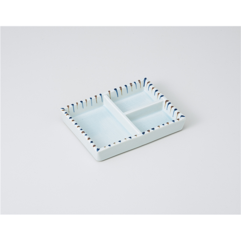 古林陶器 そば用品・薬味皿 青磁二色十草3品薬味皿 1031110270 1個（ご注文単位1個）【直送品】