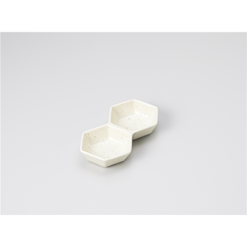 古林陶器 そば用品・薬味皿 クリーム粉引2品皿 1230120270 1個（ご注文単位1個）【直送品】