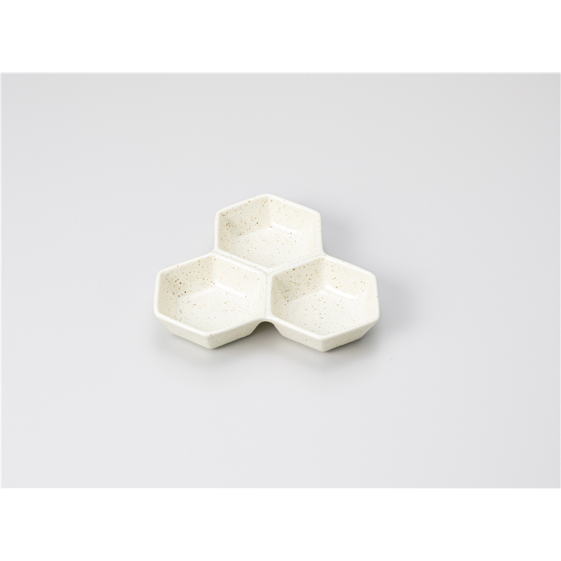 古林陶器 そば用品・薬味皿 クリーム粉引3品皿 1230120370 1個（ご注文単位1個）【直送品】