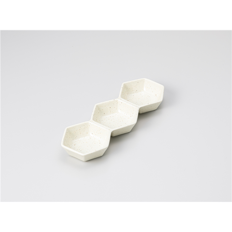 古林陶器 そば用品・薬味皿 クリーム粉引3品盛 1230120470 1個（ご注文単位1個）【直送品】