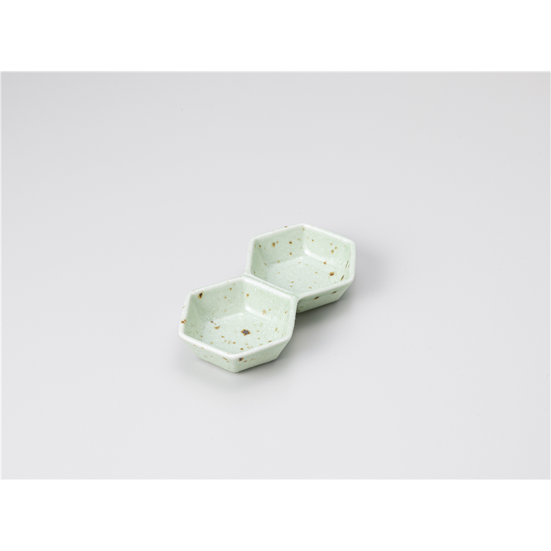 古林陶器 そば用品・薬味皿 わさび斑点2品皿 1230130270 1個（ご注文単位1個）【直送品】