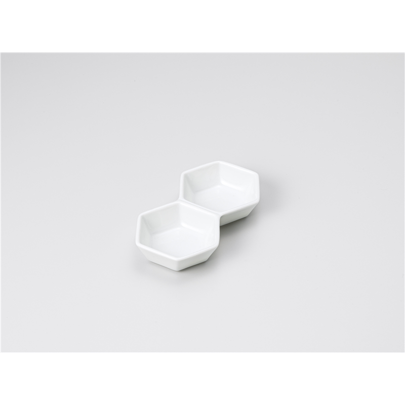 古林陶器 そば用品・薬味皿 白六角二連皿 1230140147 1個（ご注文単位1個）【直送品】
