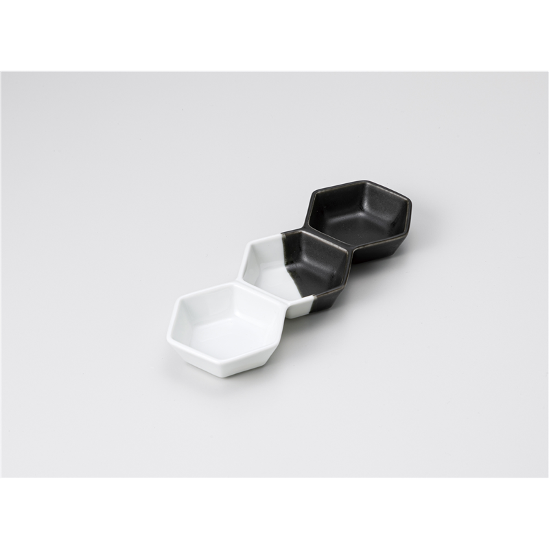 古林陶器 そば用品・薬味皿 ハーフ六角三連皿 1230150347 1個（ご注文単位1個）【直送品】