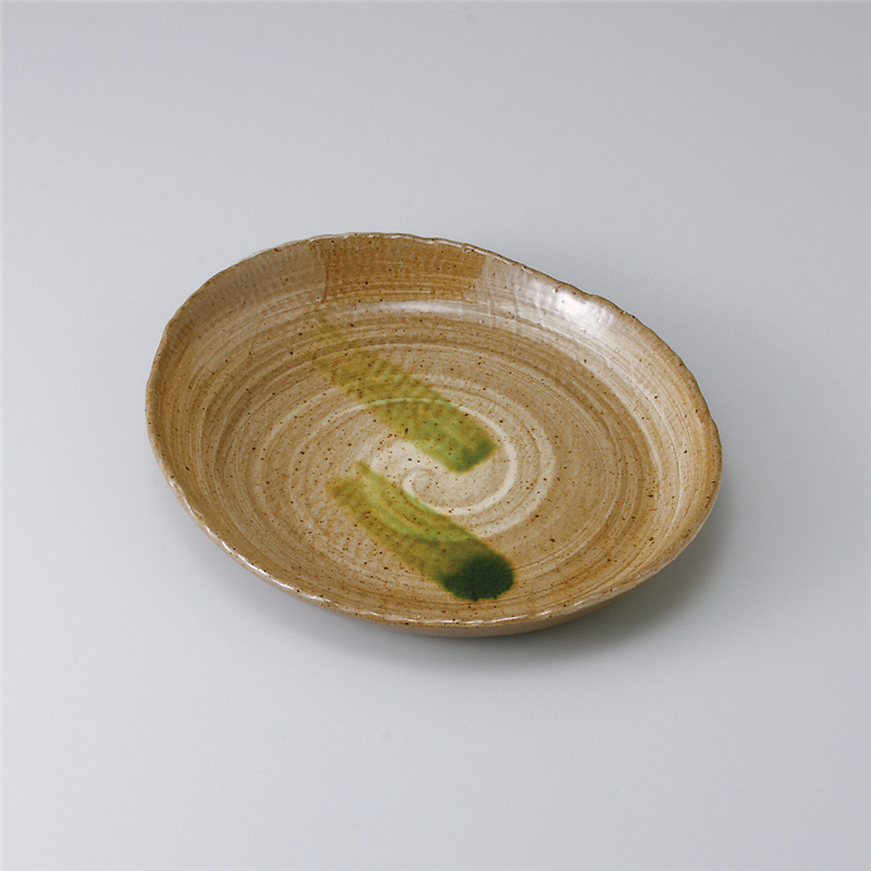 古林陶器 めん皿 黄瀬戸オリベちぎり大皿 521510251 1個（ご注文単位1個）【直送品】