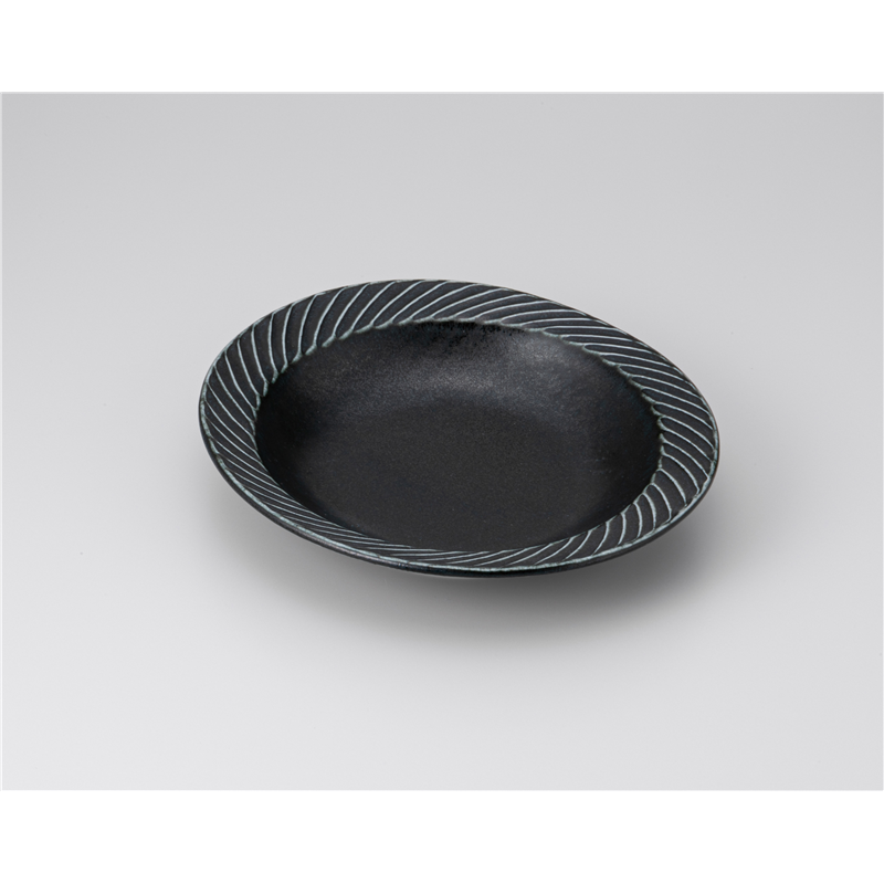 古林陶器 めん皿 タークカレー皿 灰マット黒 1230340161 1個（ご注文単位1個）【直送品】