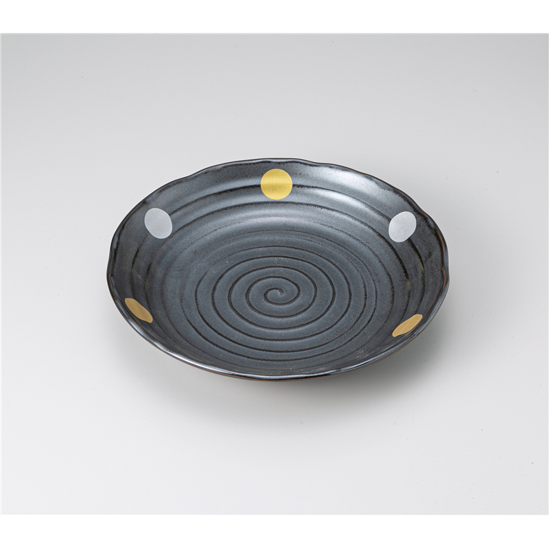 古林陶器 めん皿 金銀丸紋鉄結晶 7.0深皿 1230430231 1個（ご注文単位1個）【直送品】