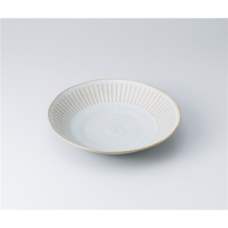 古林陶器 めん皿 撥水十草 9吋スープ皿 灰うのふ 1328040401 1個（ご注文単位1個）【直送品】