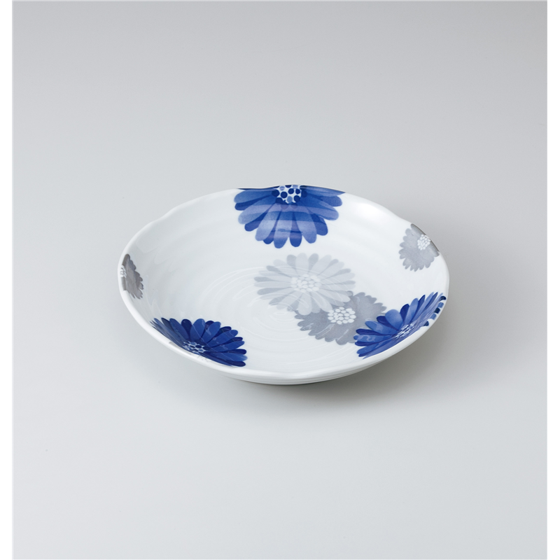 古林陶器 めん皿 菊花紋青 カレー皿 1031710152 1個（ご注文単位1個）【直送品】