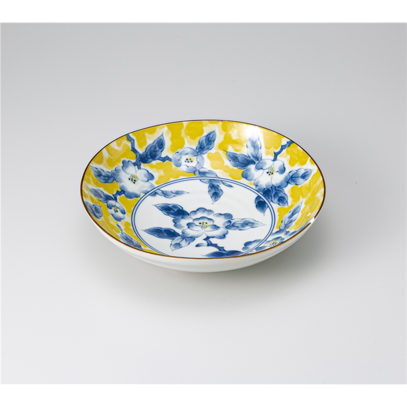 古林陶器 めん皿 黄彩花紋 六兵6.8深皿 1230630451 1個（ご注文単位1個）【直送品】