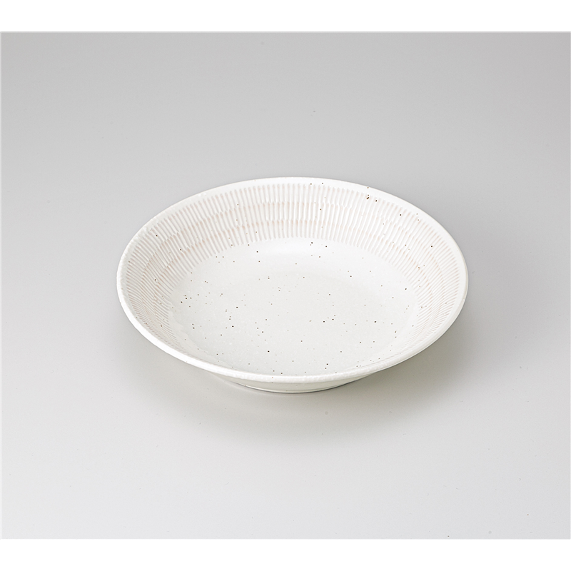 古林陶器 めん皿 粉引トチリ 21.5cm深プレート 1230740131 1個（ご注文単位1個）【直送品】