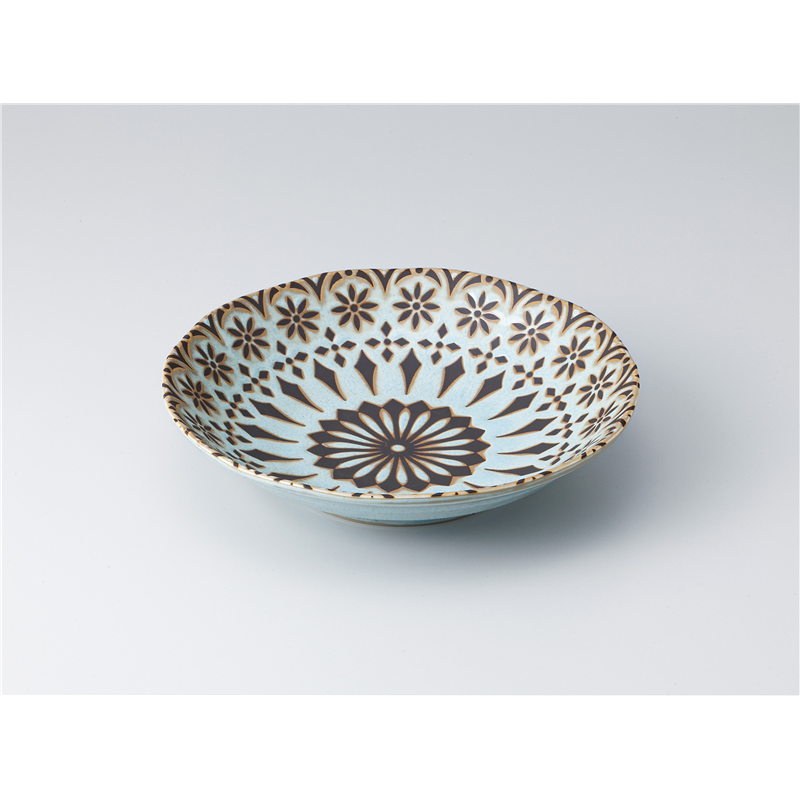 古林陶器 めん皿 ザフラ 水色うのふ 8吋スープ 1328310401 1個（ご注文単位1個）【直送品】