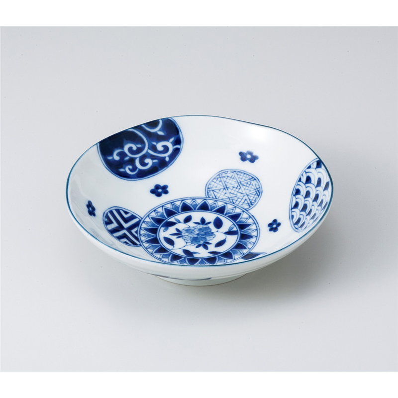 古林陶器 めん皿 藍丸紋六兵6.8深皿 823150241 1個（ご注文単位1個）【直送品】