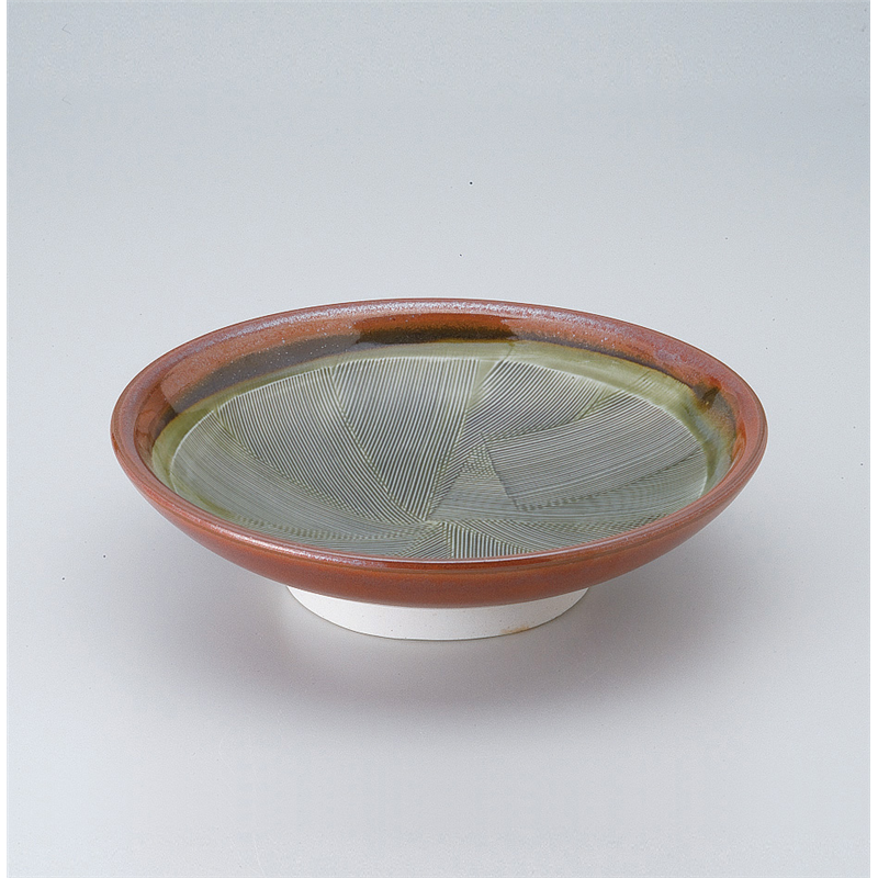 古林陶器 めん皿 赤釉クシメ7.5高台皿 529640330 1個（ご注文単位1個）【直送品】