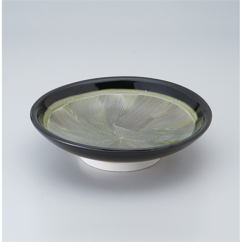 古林陶器 めん皿 黒釉クシメ7.5高台皿 529640430 1個（ご注文単位1個）【直送品】