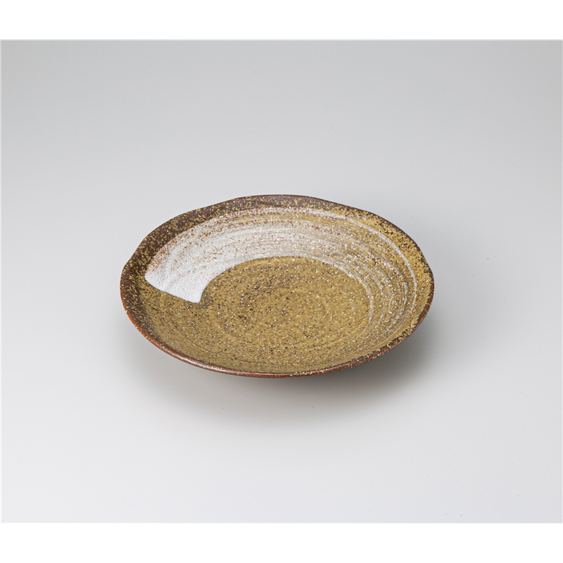 古林陶器 めん皿 民芸三彩 こげ茶吹き7.0深皿 1231020141 1個（ご注文単位1個）【直送品】