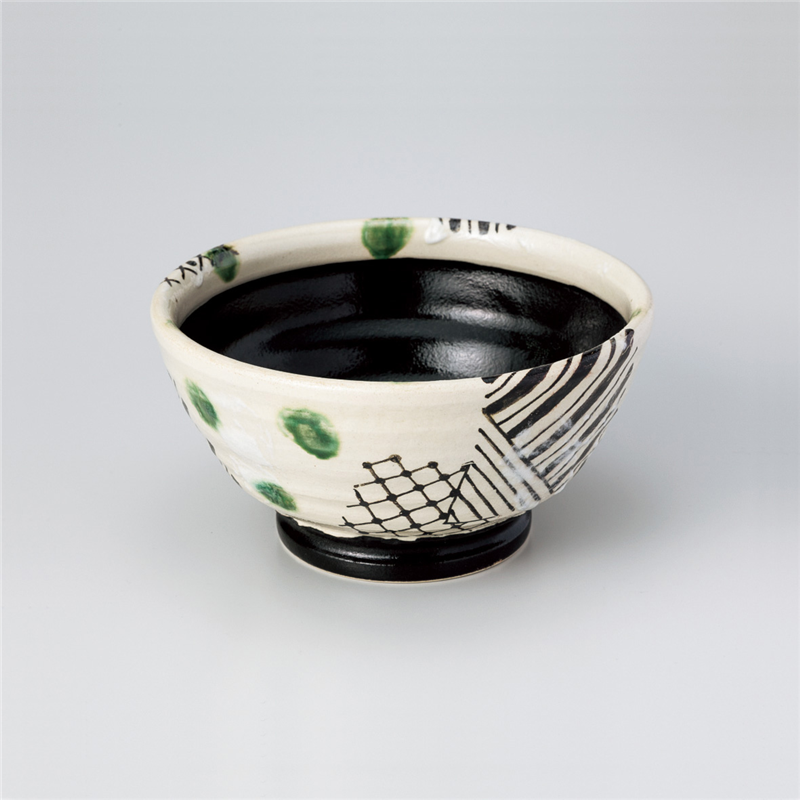古林陶器 シリーズ丼 黒織部幾何紋玉渕6.3丼 830440230 1個(ご注文単位1個)【直送品】