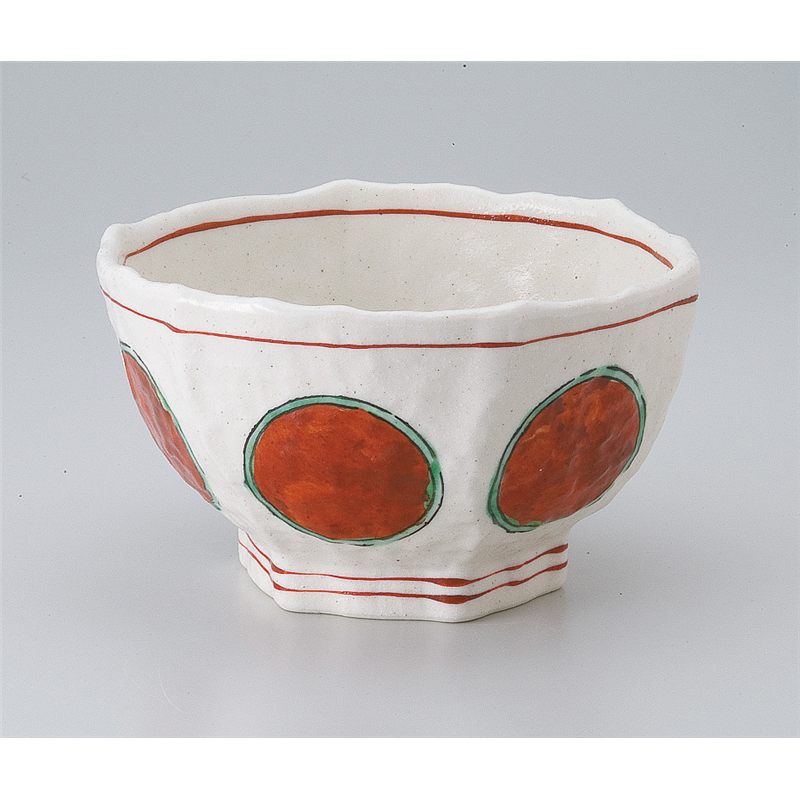 古林陶器 丼 赤絵丸紋六角丼(大) 530210330 1個（ご注文単位1個）【直送品】