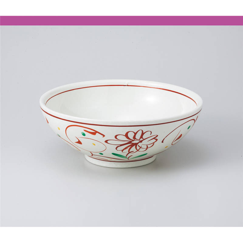 古林陶器 丼 粉引赤絵花7.0麺鉢 829640130 1個（ご注文単位1個）【直送品】