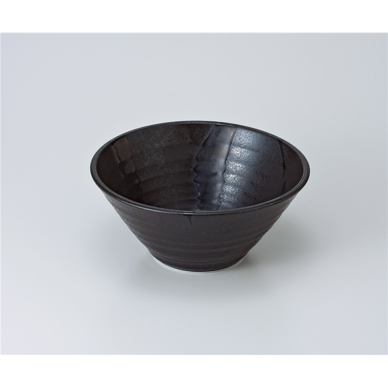 古林陶器 丼 あやとり(黒)水輪6.5めん鉢 630350354 1個（ご注文単位1個）【直送品】